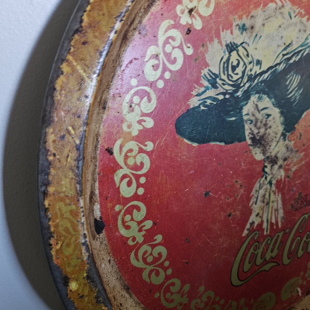 Vintage Coca-Cola Tin Serving Tray in Red and Gold - Picture 3 of 6